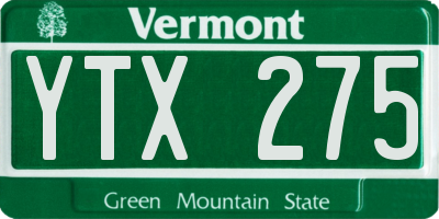 VT license plate YTX275