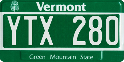 VT license plate YTX280