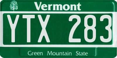 VT license plate YTX283