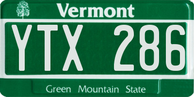 VT license plate YTX286