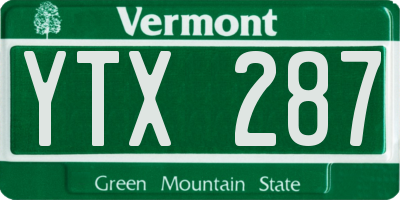 VT license plate YTX287