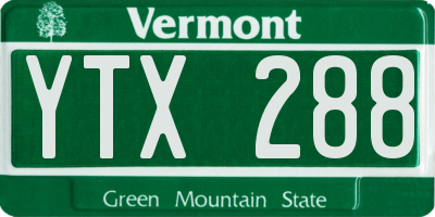 VT license plate YTX288