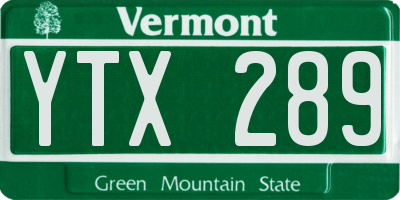 VT license plate YTX289