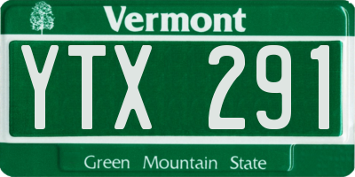 VT license plate YTX291