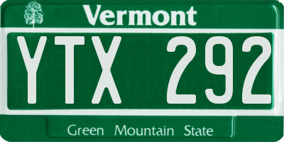 VT license plate YTX292