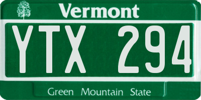 VT license plate YTX294