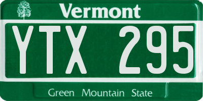 VT license plate YTX295
