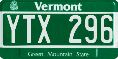 VT license plate YTX296