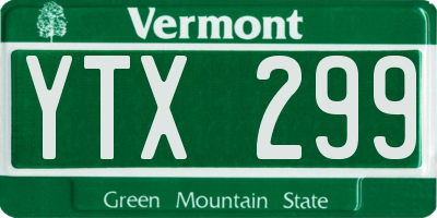 VT license plate YTX299