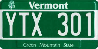 VT license plate YTX301
