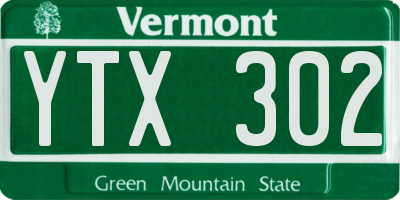 VT license plate YTX302