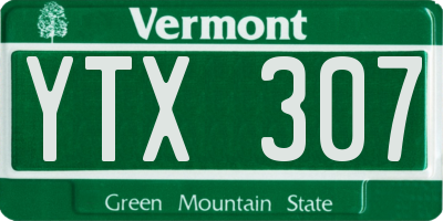VT license plate YTX307