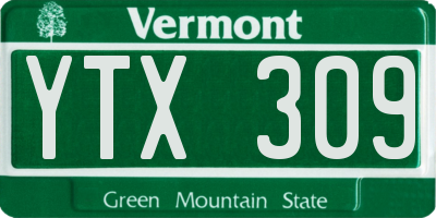 VT license plate YTX309