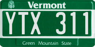 VT license plate YTX311