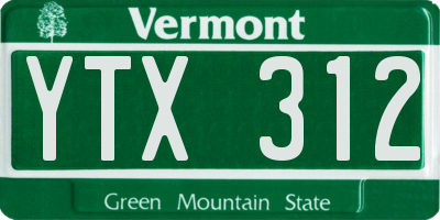 VT license plate YTX312