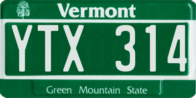 VT license plate YTX314