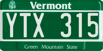 VT license plate YTX315