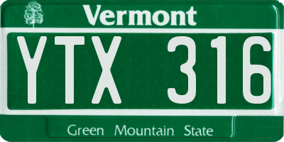 VT license plate YTX316