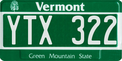 VT license plate YTX322