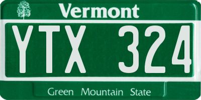 VT license plate YTX324