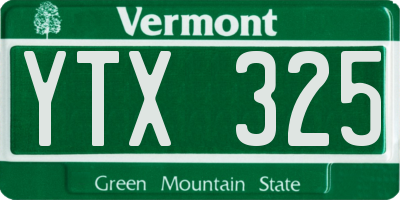 VT license plate YTX325