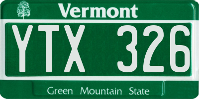 VT license plate YTX326