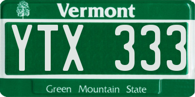 VT license plate YTX333