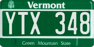 VT license plate YTX348
