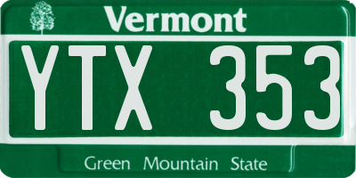 VT license plate YTX353