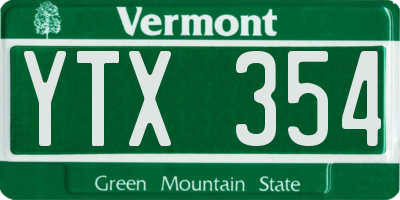 VT license plate YTX354