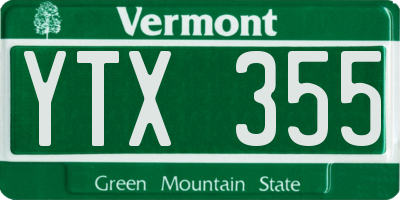 VT license plate YTX355