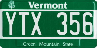 VT license plate YTX356