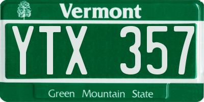 VT license plate YTX357