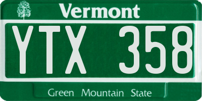 VT license plate YTX358