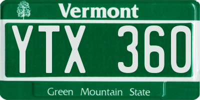 VT license plate YTX360