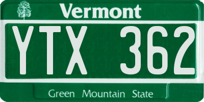 VT license plate YTX362