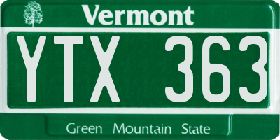 VT license plate YTX363