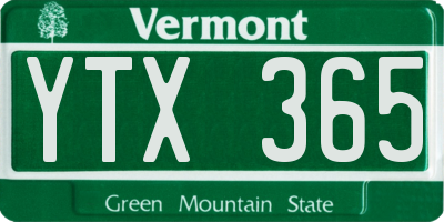 VT license plate YTX365
