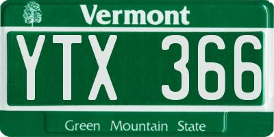 VT license plate YTX366