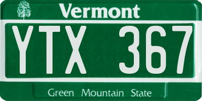 VT license plate YTX367