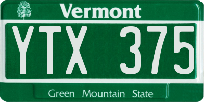 VT license plate YTX375