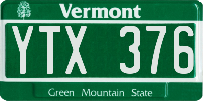 VT license plate YTX376