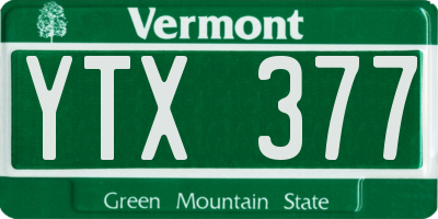 VT license plate YTX377