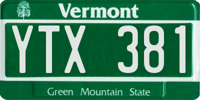 VT license plate YTX381