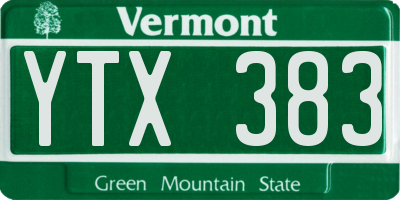 VT license plate YTX383