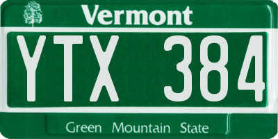 VT license plate YTX384
