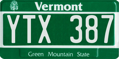 VT license plate YTX387