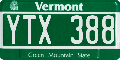 VT license plate YTX388