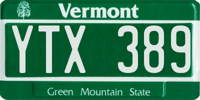 VT license plate YTX389