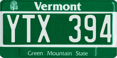 VT license plate YTX394
